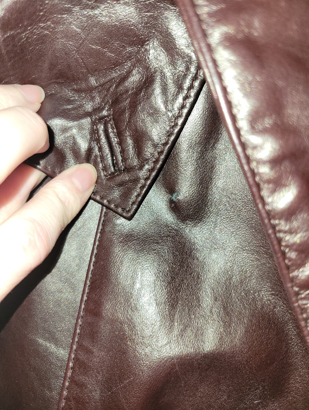 Vintage Burgundy Leather Trench Coat - Picture 6 of 14